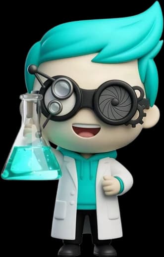 Dexter holding a glowing flask